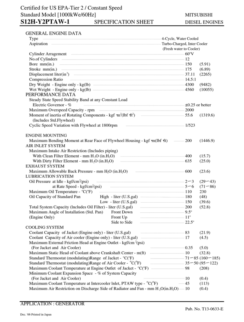Mitsubishi Diesel Engine S12H-Y2PTAW-1 User manual