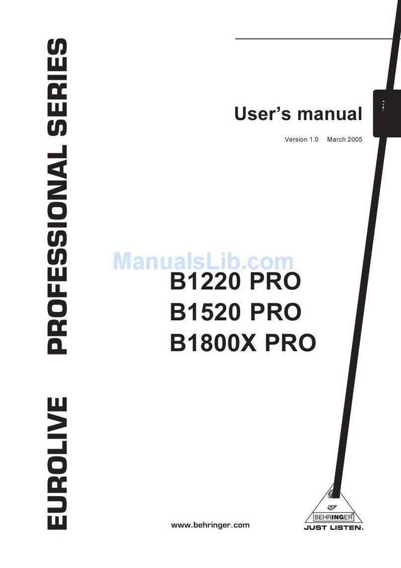 Behringer EUROLIVE PROFESSIONAL B1800X PRO User manual