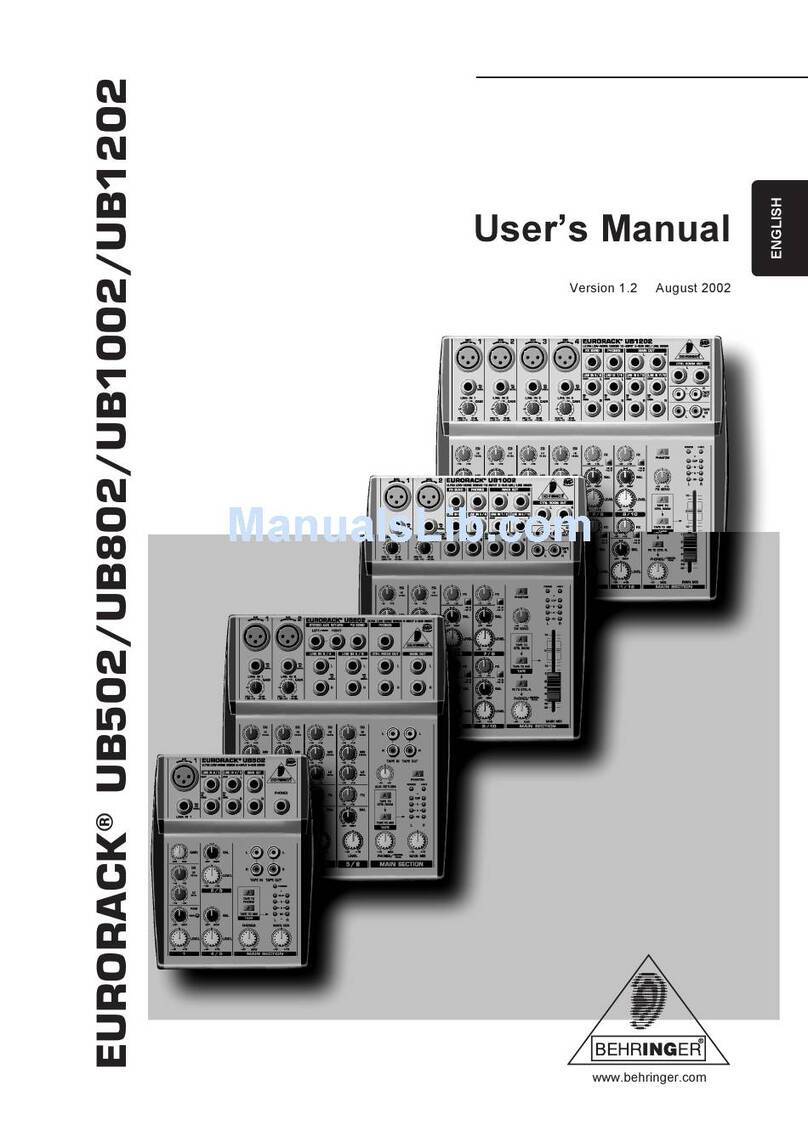 Behringer EURORACK UB1002 user manual