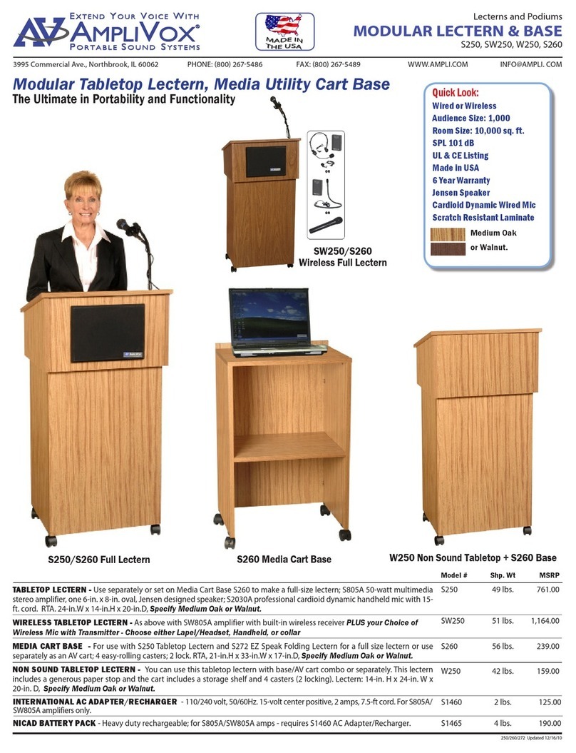 AmpliVox Modular Lectern S250 User manual
