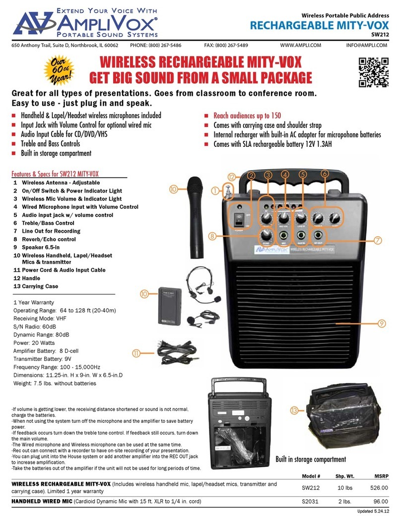 AmpliVox Rechargeable Mity-Vox SW212 Specifications