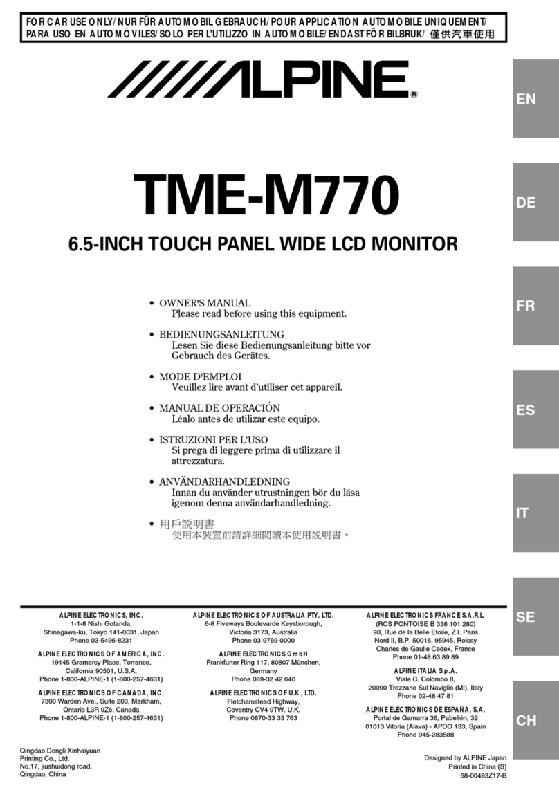 Alpine TME-M770 owner's manual