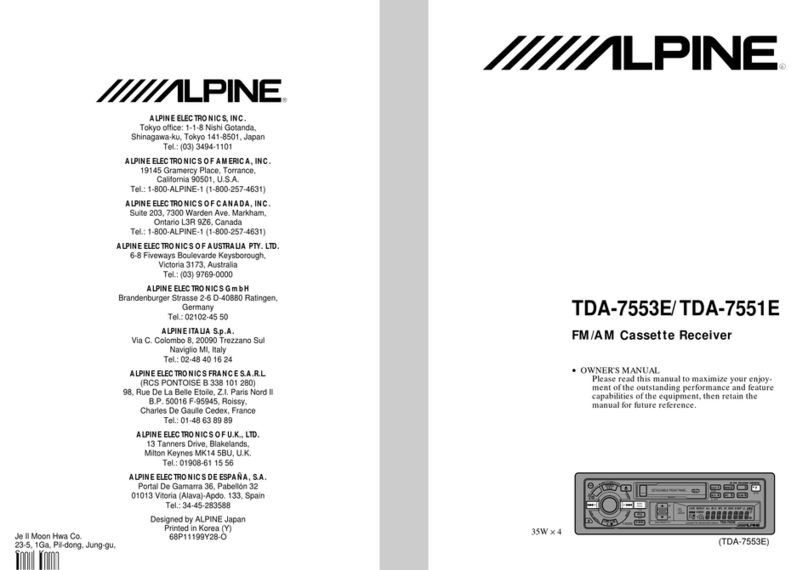 Alpine TDA-7551E owner's manual