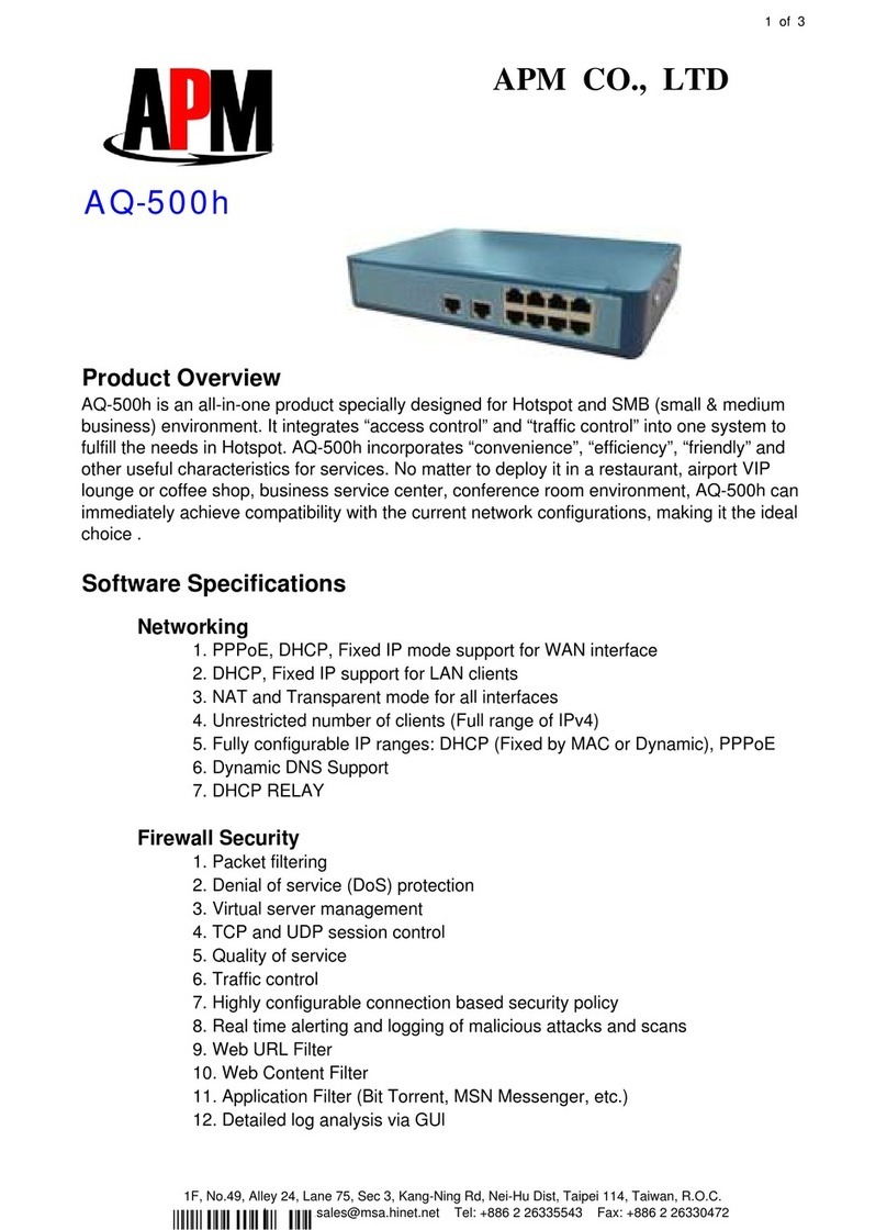 APM AQ-500h Specification sheet