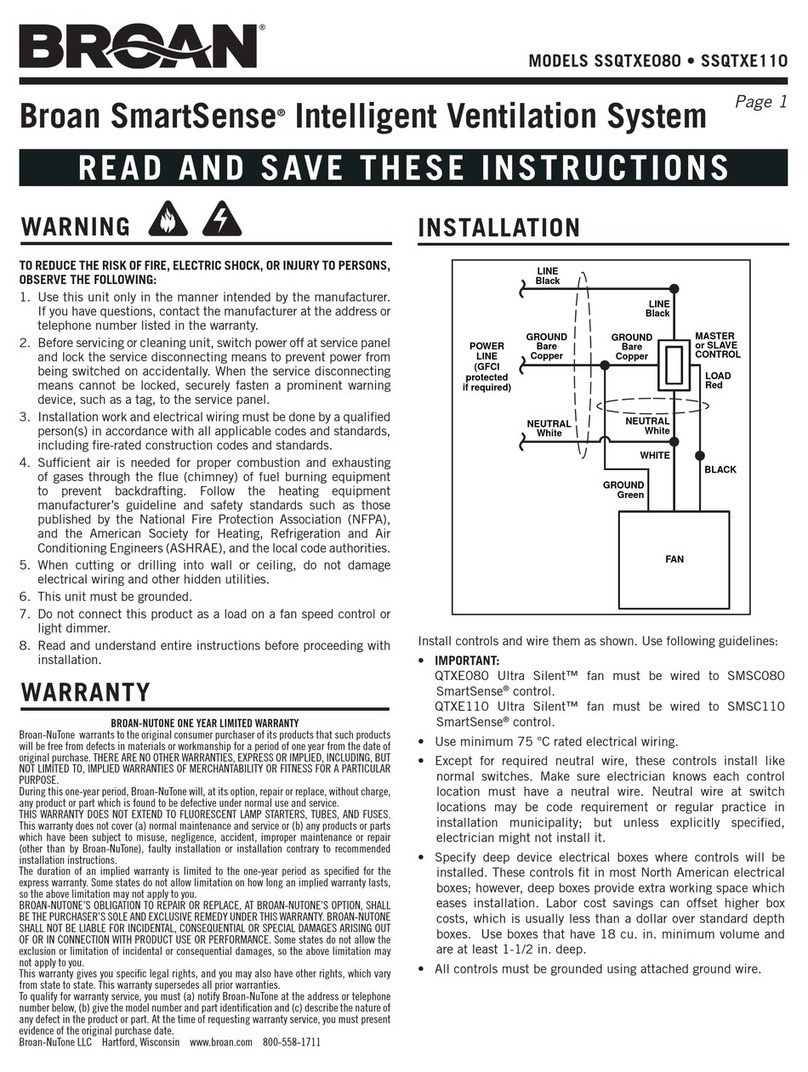 Broan SSQTXE080 user manual