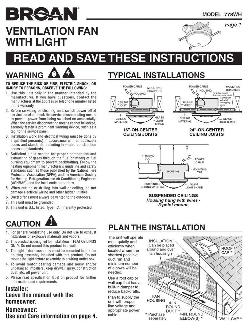 Broan 778WH Owner's manual