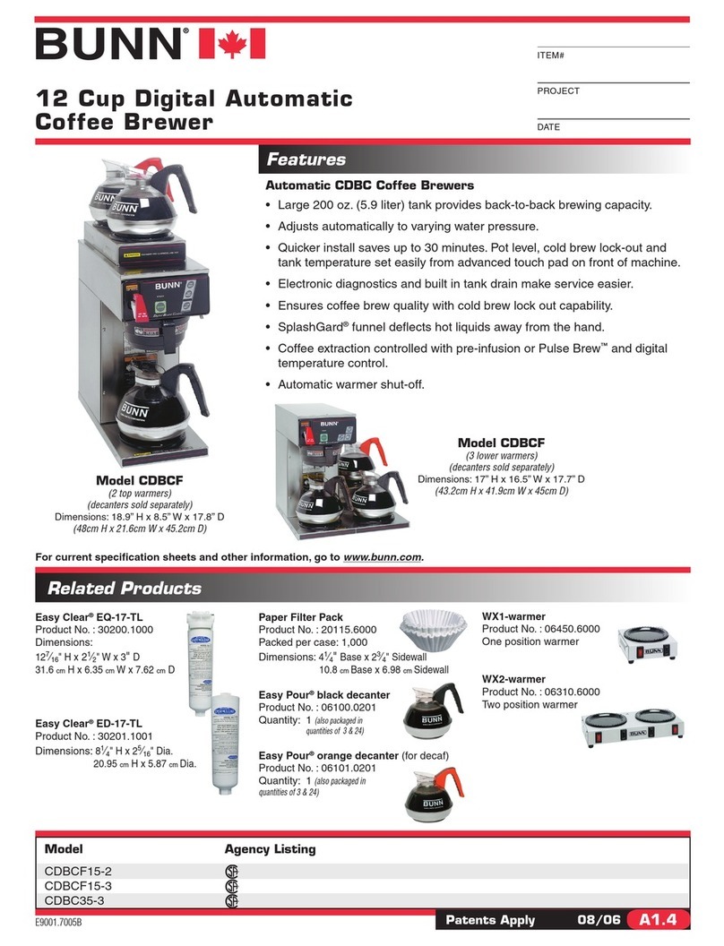 Bunn CDBCF15-2 User manual