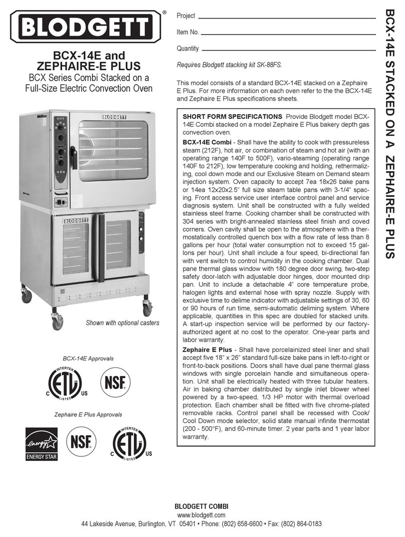 Blodgett ZEPHAIRE-E PLUS User manual