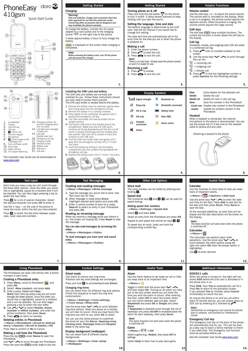 Doro PHONEEASY 410GSM User manual
