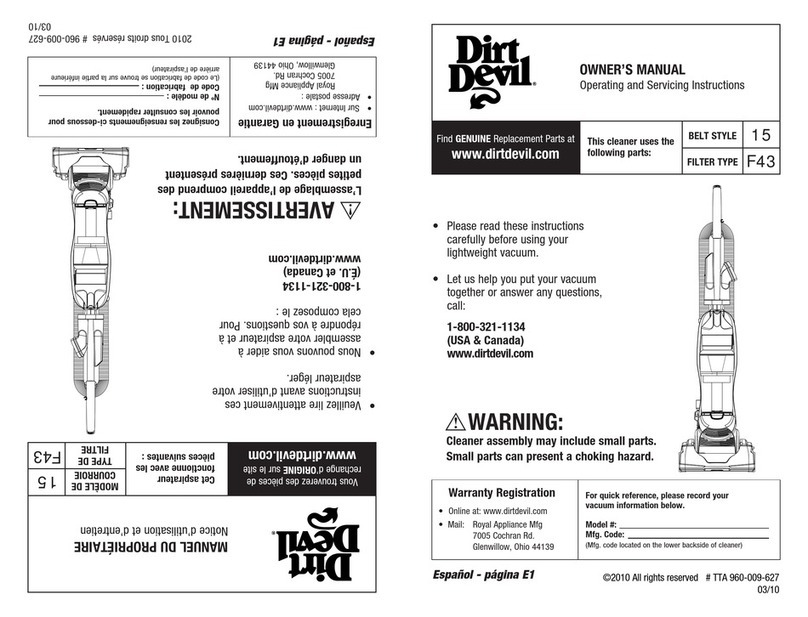 Dirt Devil 960-009-627 owner's manual