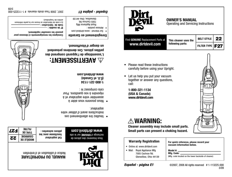 Dirt Devil 1-113225-000 owner's manual