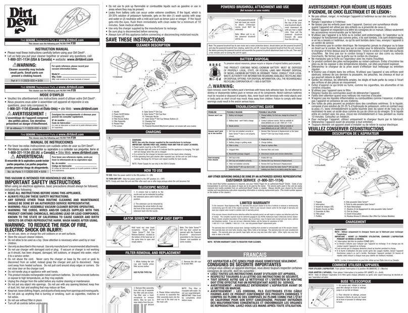 Dirt Devil 1-113928-000 instruction manual
