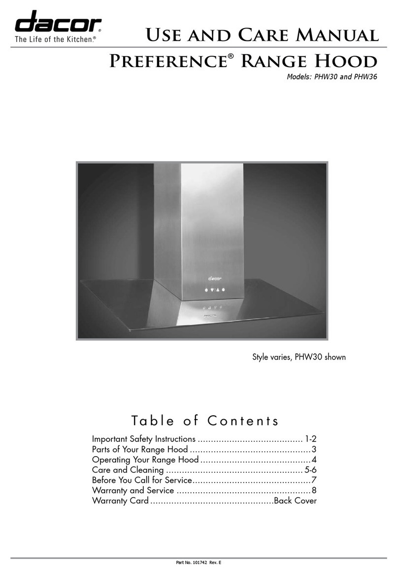 Dacor PREFERENCE PHW30 User manual