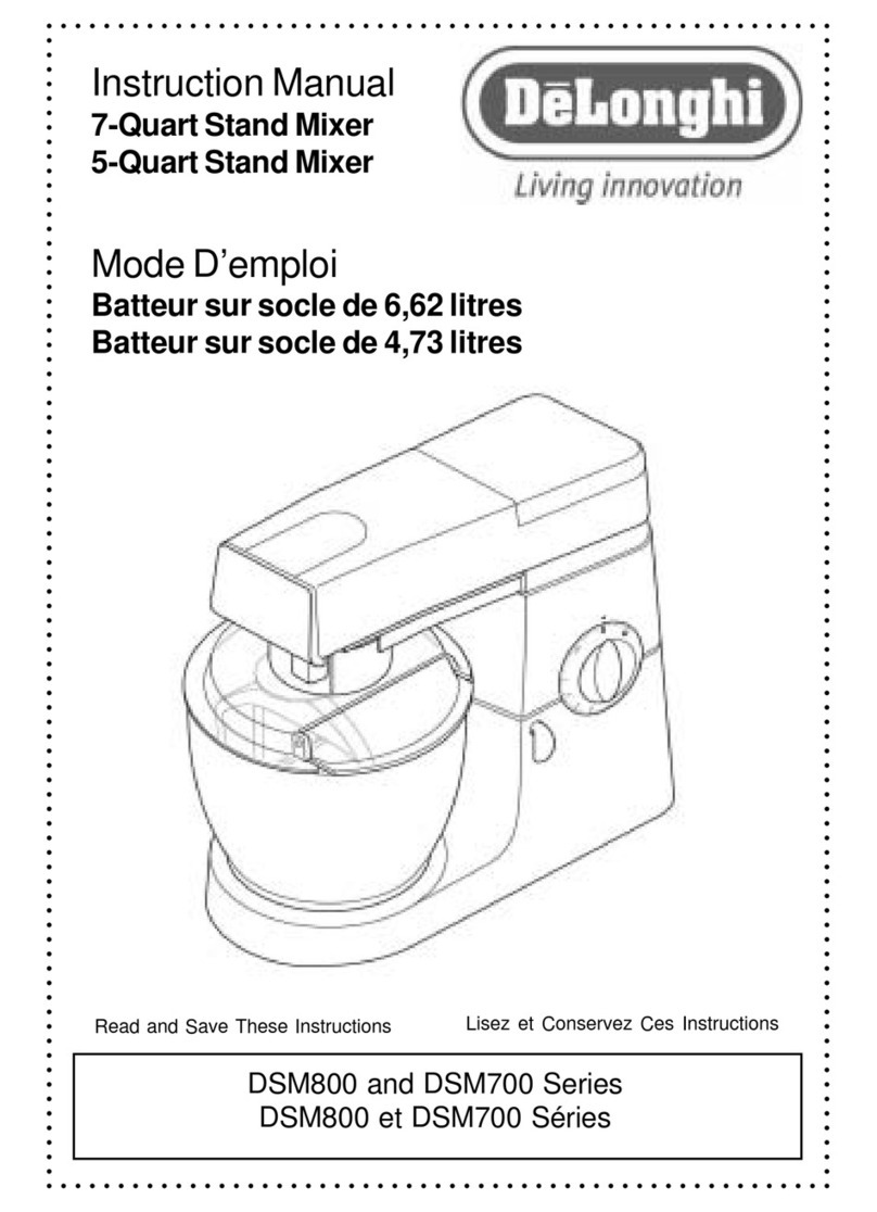 DeLonghi 5-Quart Stand Mixer instruction manual