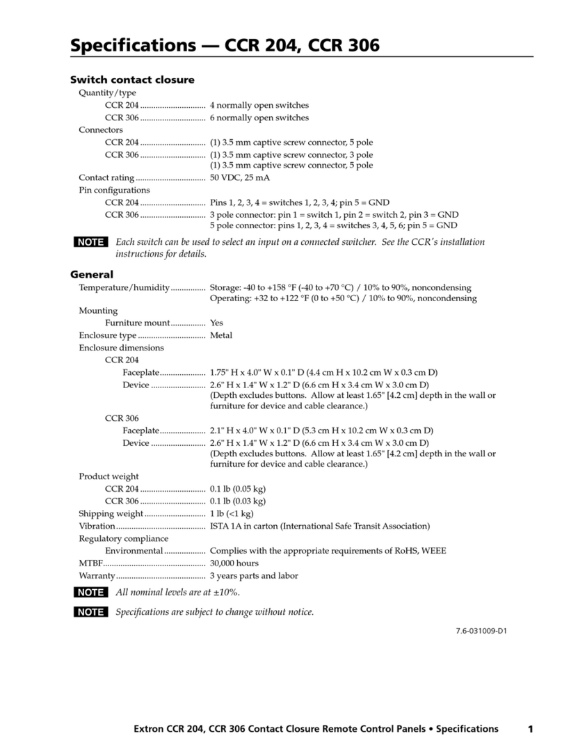 Extron electronics CCR 306 User manual
