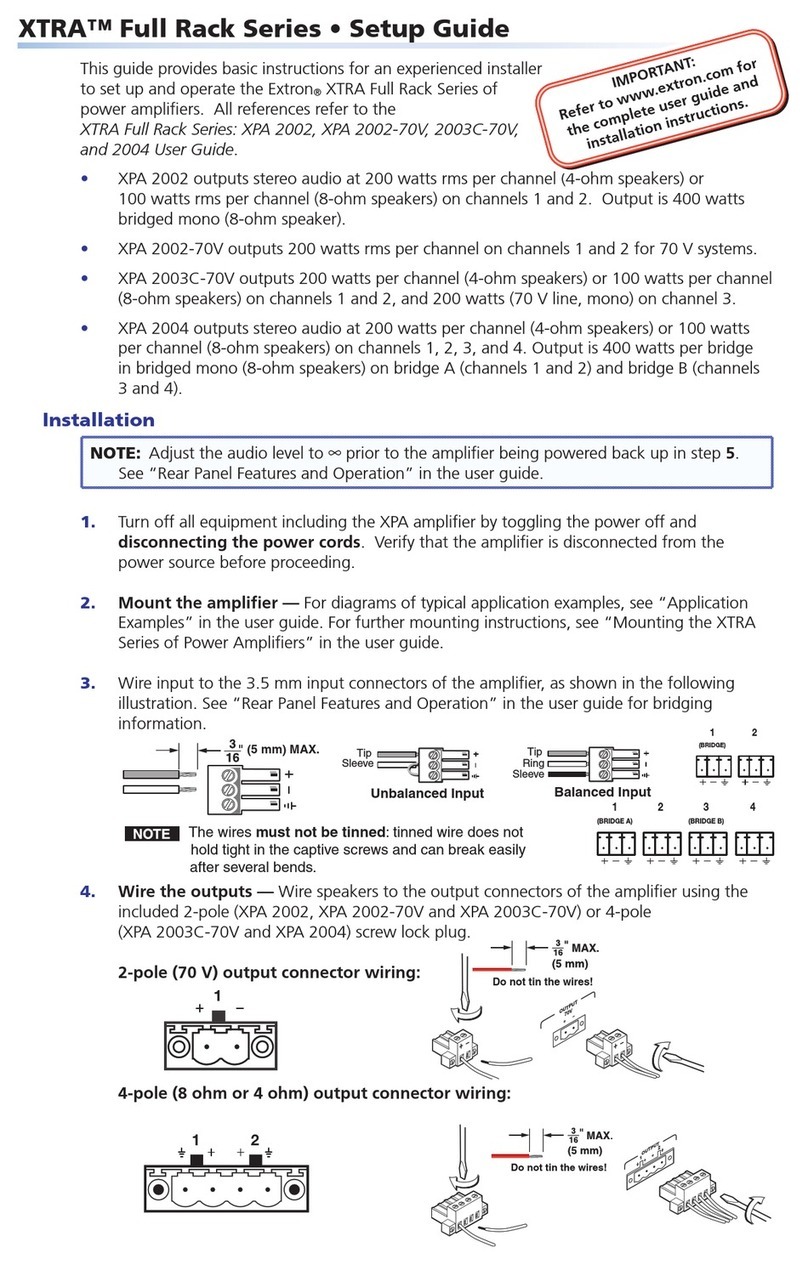 Extron electronics XTRA FULL RACK XPA 2002 Setup guide