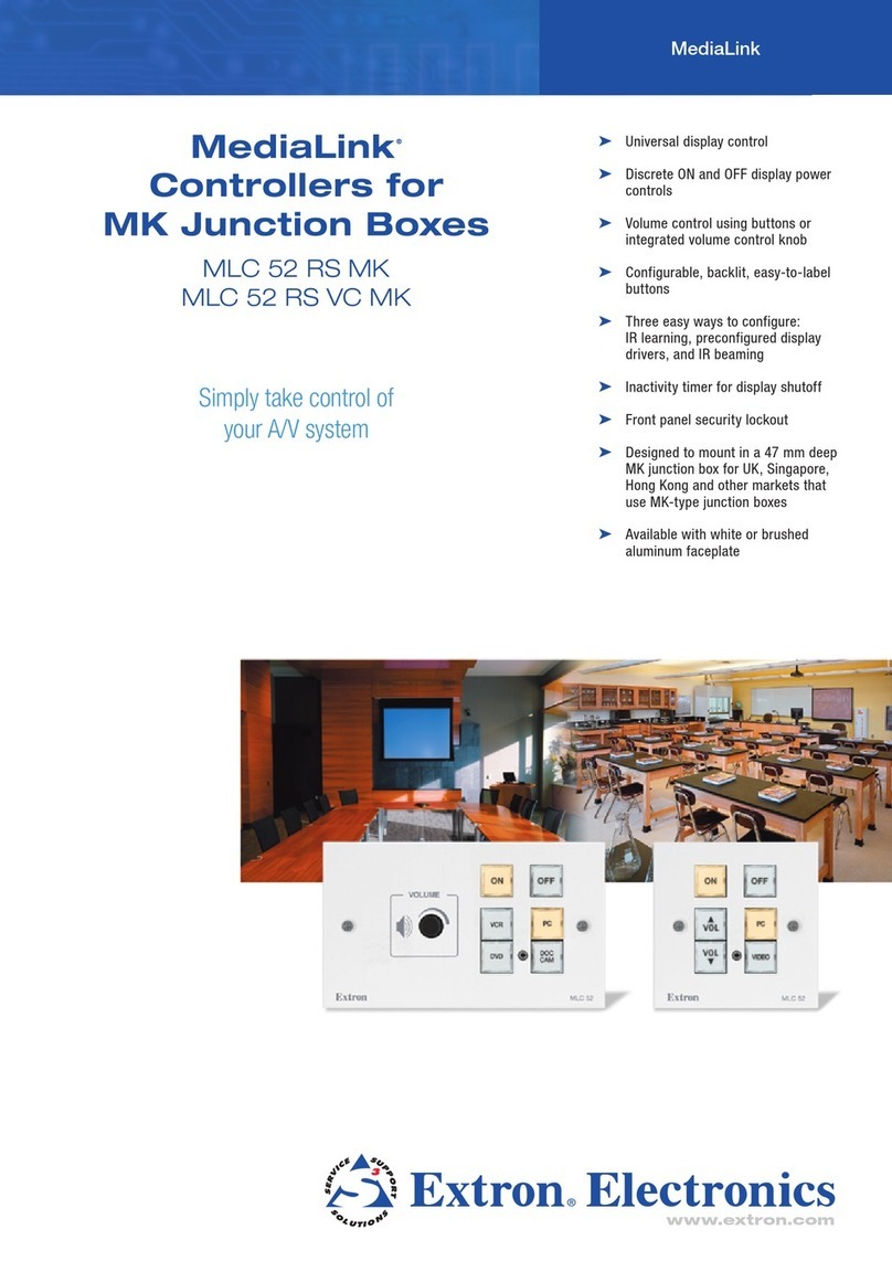 Extron electronics Basic MediaLink Controllers MLC 52 RS Specifications