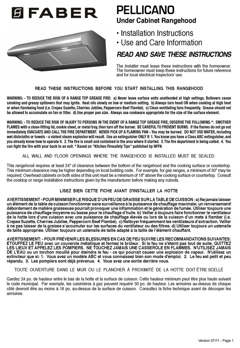 Faber PELLICANO Cabinet Rangehood installation instructions Faber PELLICANO Cabinet Rangehood installation instructions