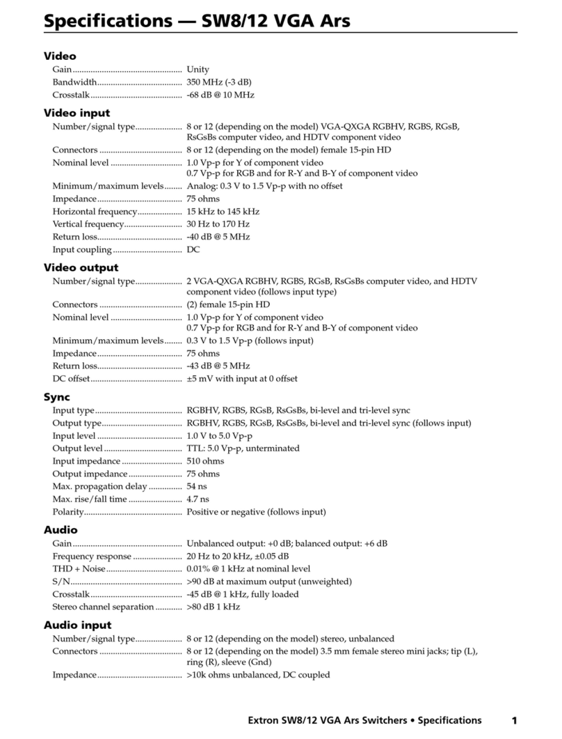 Extron electronics SW8/12 User manual