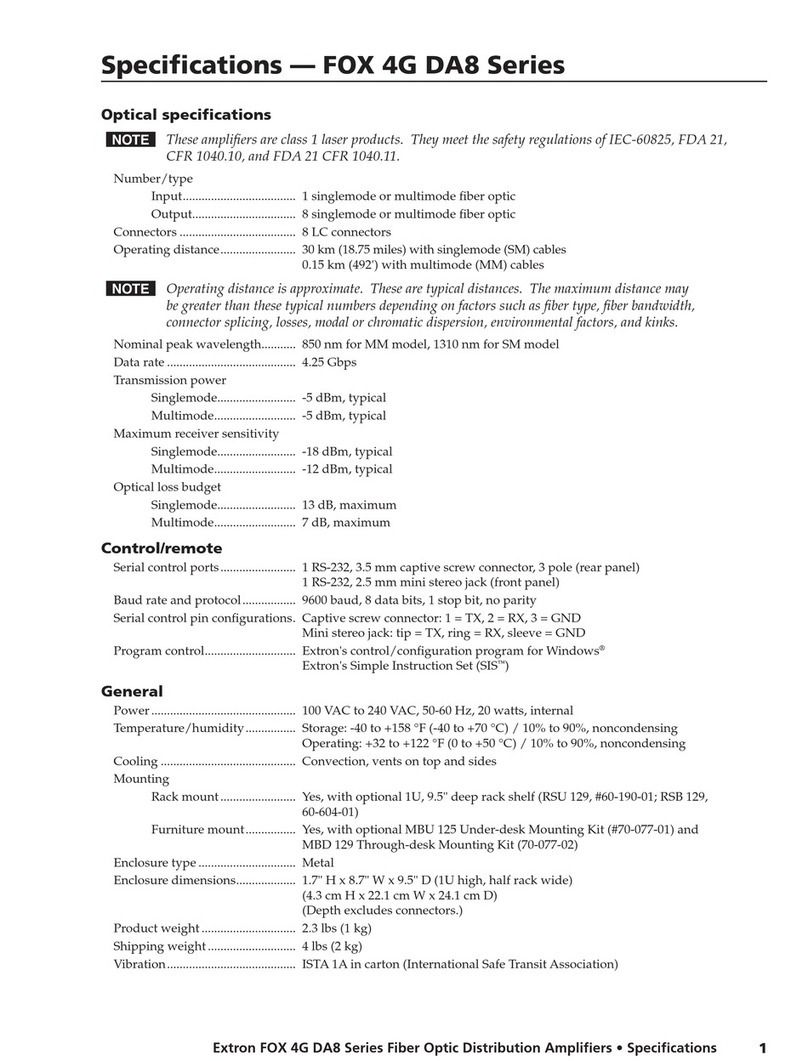 Extron electronics Fiber Optics Fox 4G DA8 User manual