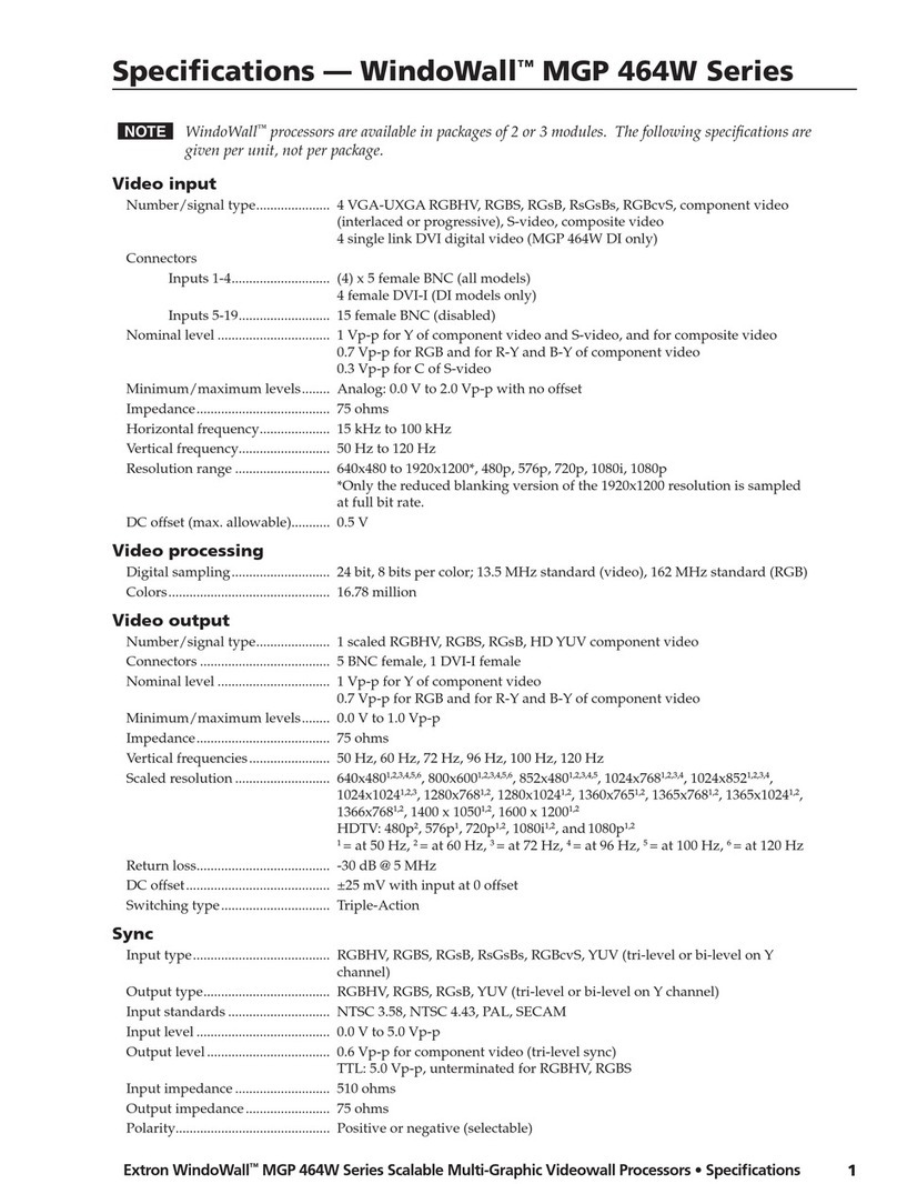Extron electronics Scalable Multi-Graphic Videowall Processors MGP 464W... User manual
