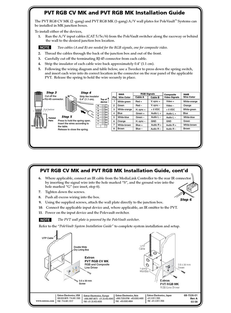 Extron electronics PoleVault System PVT RGB CV MK User manual
