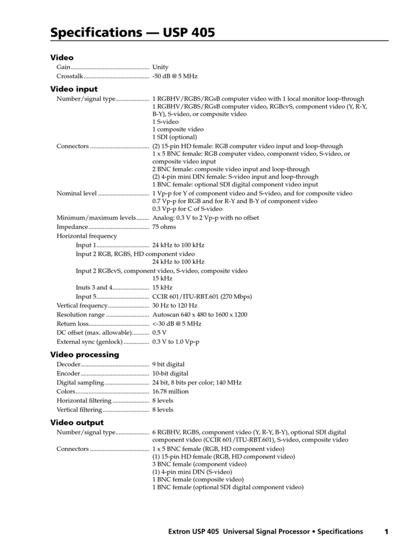 Extron electronics USP 405 Specification sheet