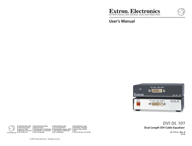 Extron electronics Dual Length DVI Cable Equalizer DVI DL 101 user manual