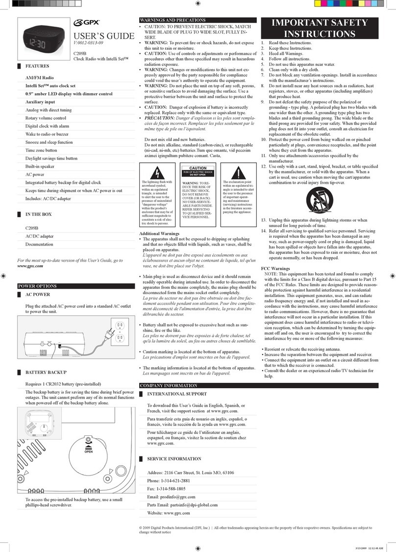 GPX C209B User manual