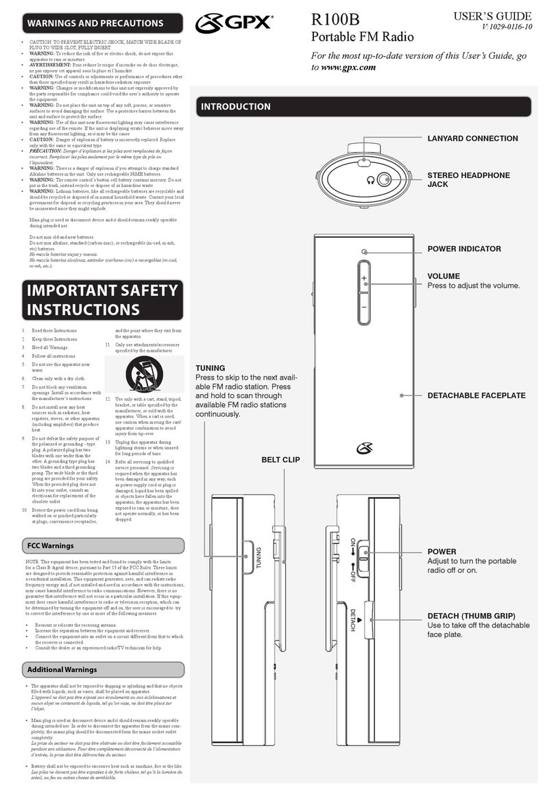 GPX R100B User manual