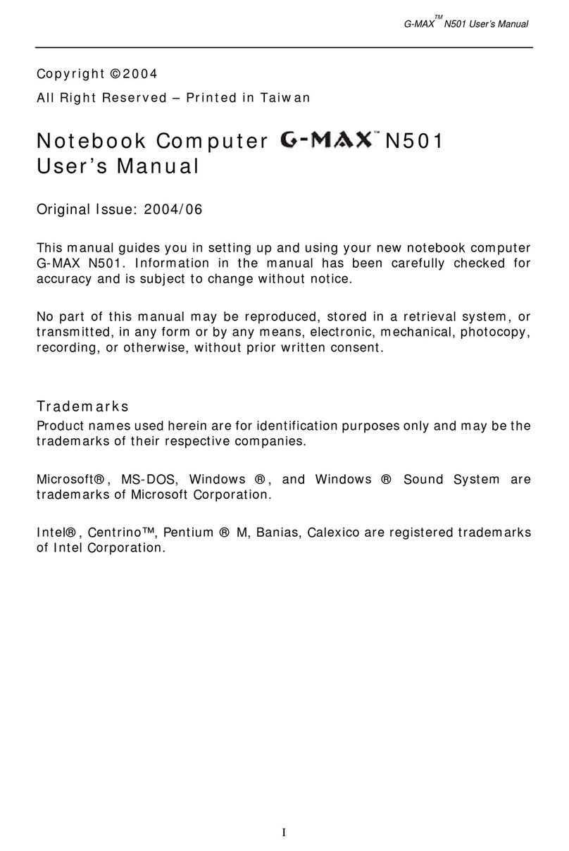 Gigabyte Notebook Computer G-MAX N501 User manual