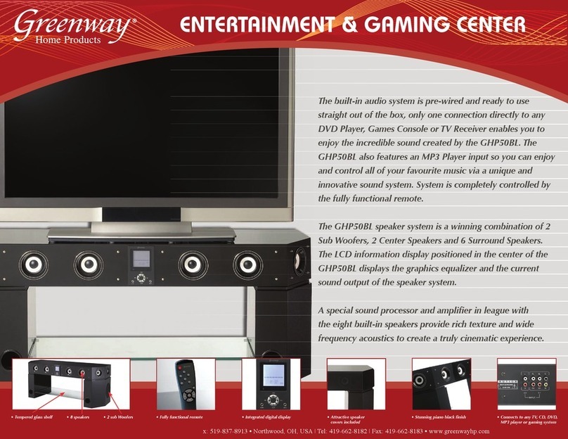 Greenway Home Products Entertainment & Gaming Center GHP50BL Specification sheet