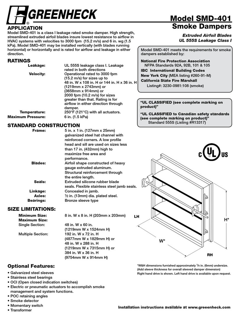 Greenheck Smoke Dampers SMD-401 Specification sheet