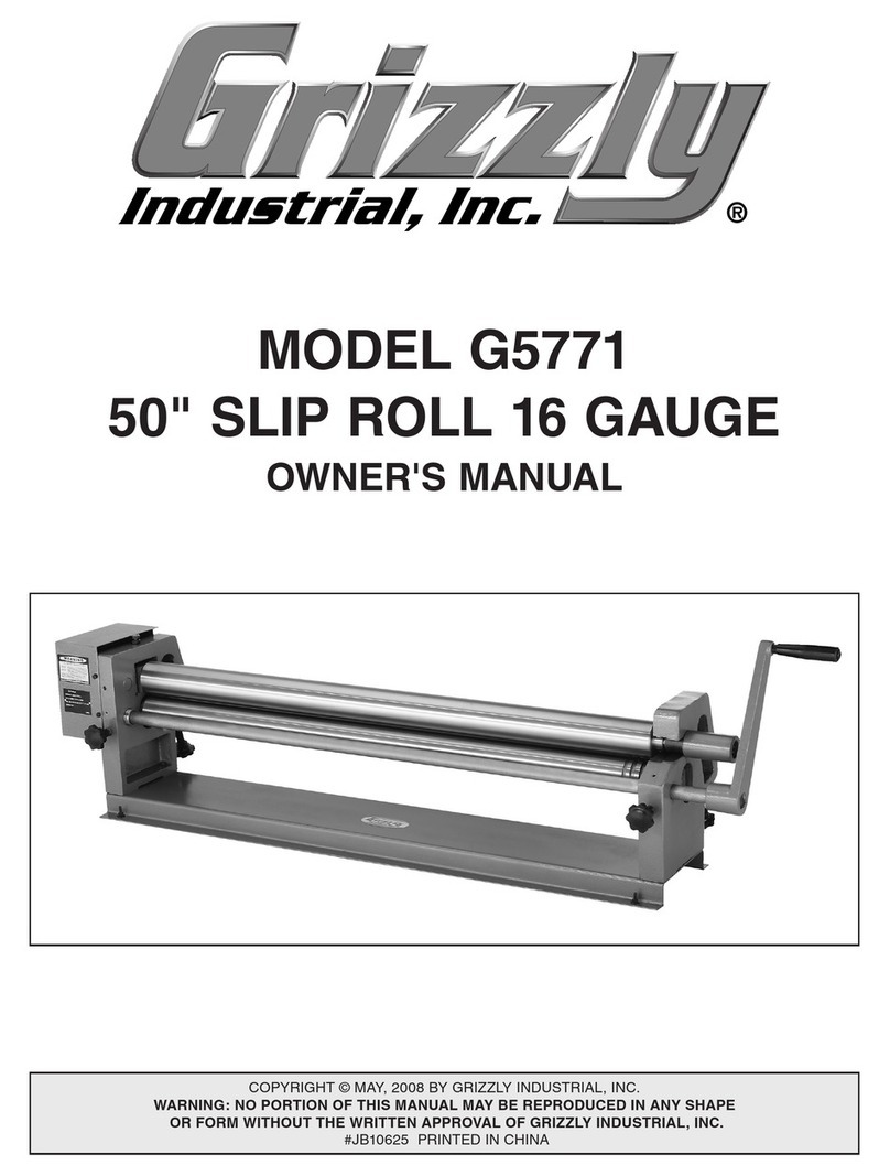 Grizzly Slip Roll 16 Gauge G5771 owner's manual
