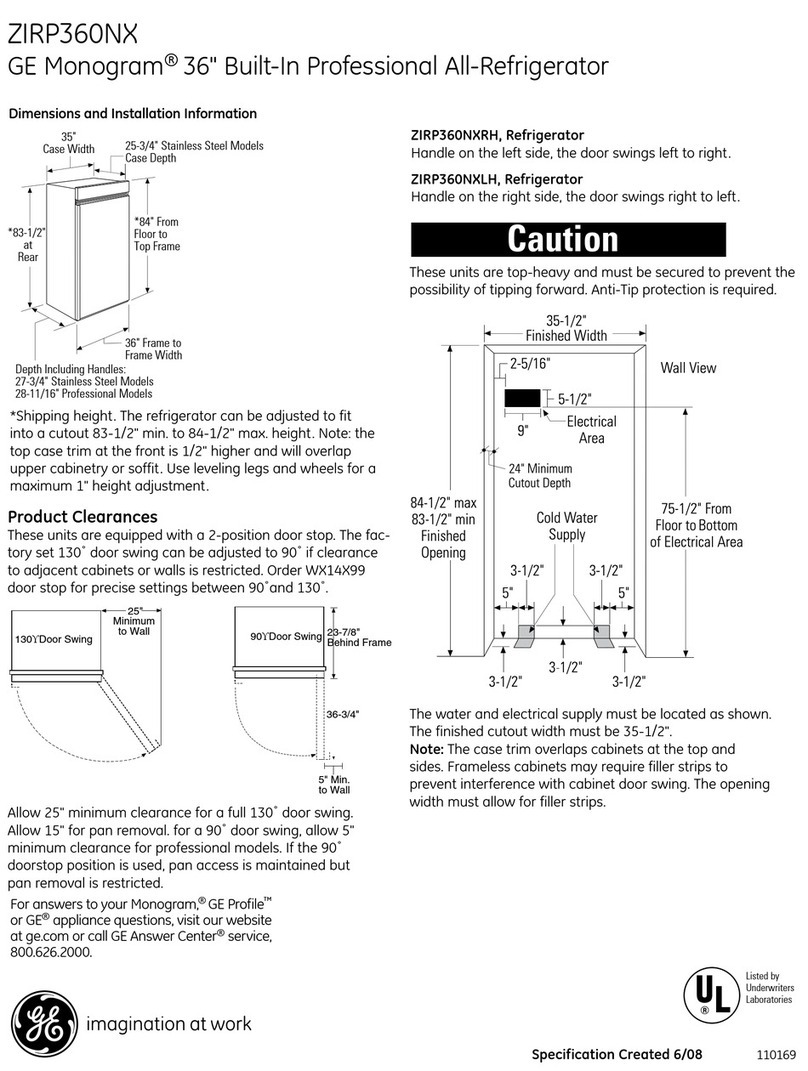 GE Monogram ZIRP360NX Manual