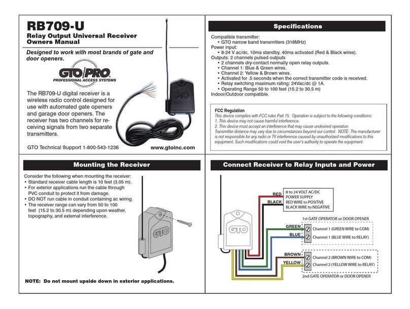 GTO RB709-U owner's manual