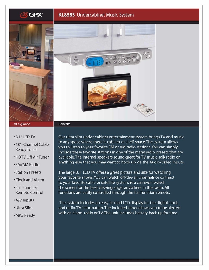 GPX KL858S Specifications