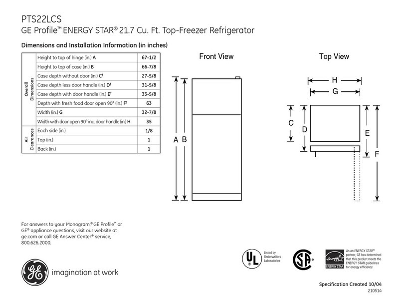 GE Profile PTS22LCS Manual