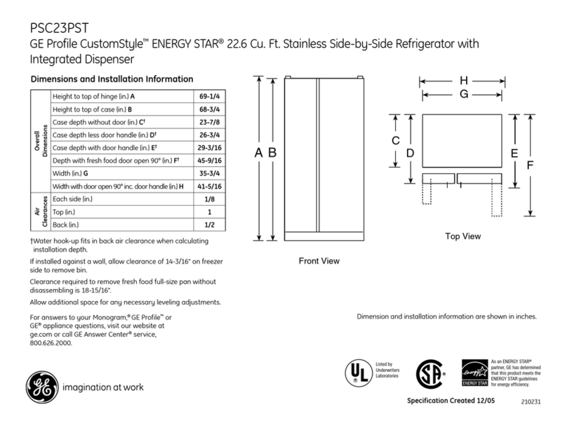 GE Profile CustomStyle PSC23PSTSS Manual