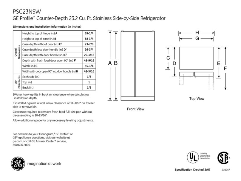 GE Profile PSC23NSWSS Manual GE Profile PSC23NSWSS Manual