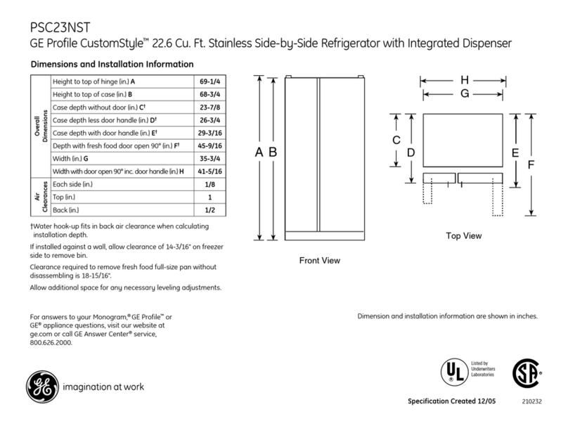 GE Profile CustomStyle PSC23NSTSS Manual