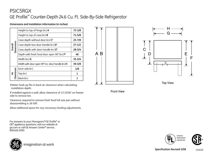 GE PSIC5RGX - Profile: 24.6 cu. Ft Manual