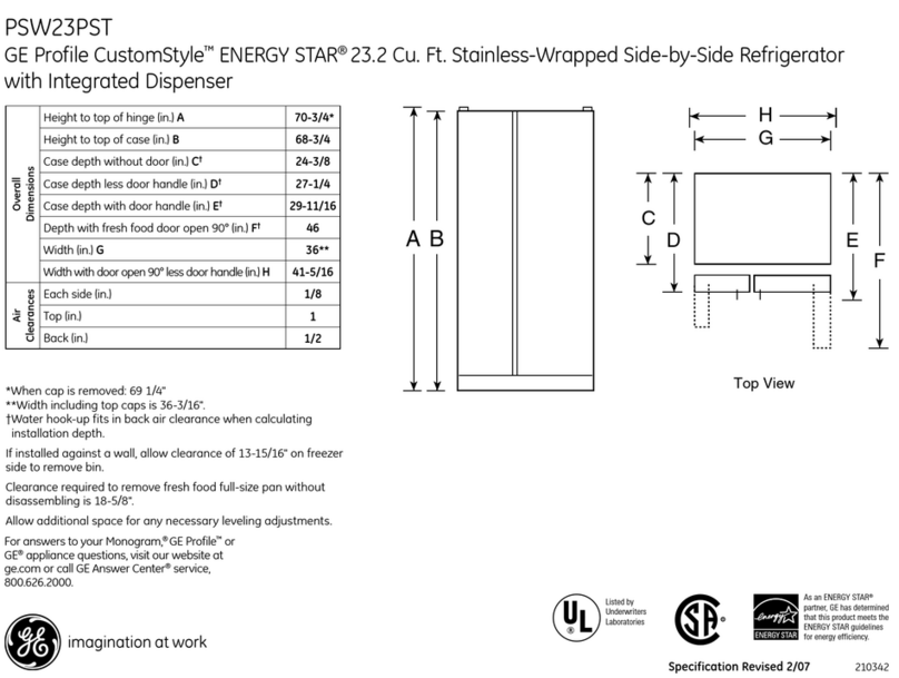 GE Profile CustomStyle PSW23PSTSS Manual