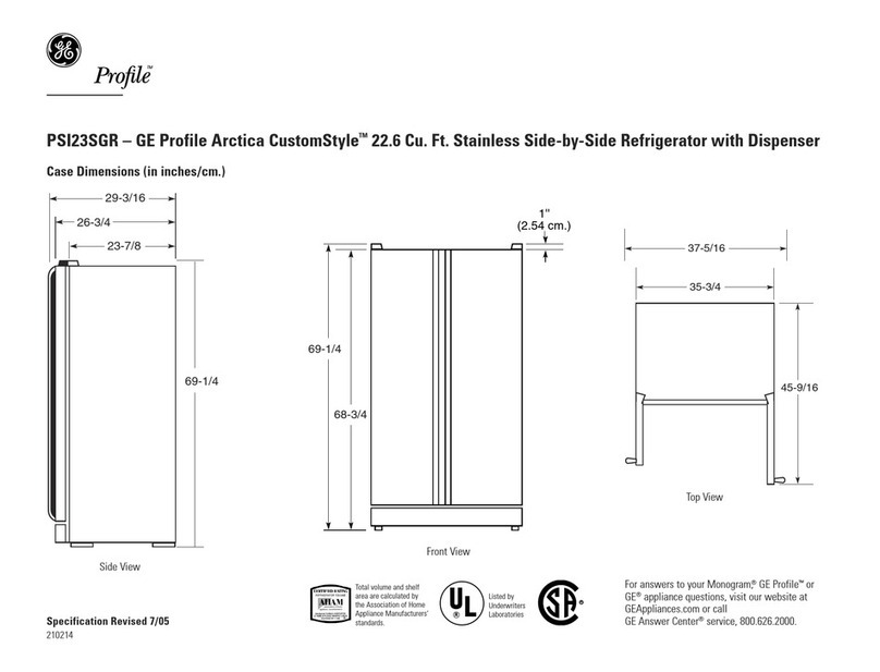 GE Profile Arctica CustomStyle PSI23SGRSV User instructions