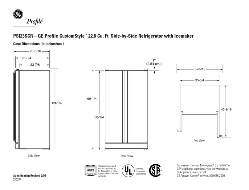 GE Profile CustomStyle PSI23SCRSV User instructions