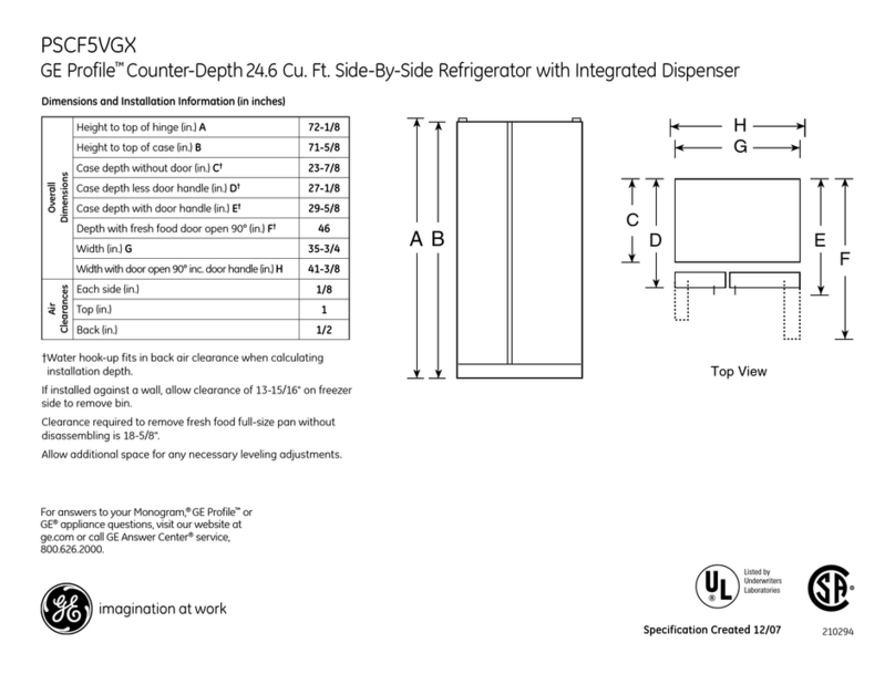 GE Profile PSCF5VGX User manual