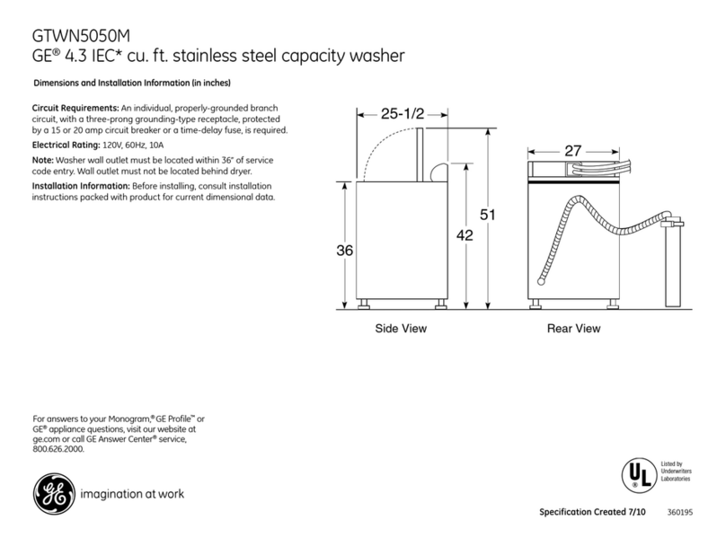 GE GTWN5050M Manual