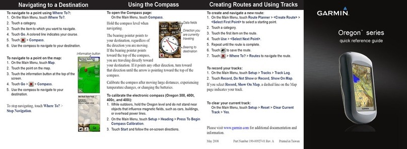 Garmin Oregon 200 Quick reference guide