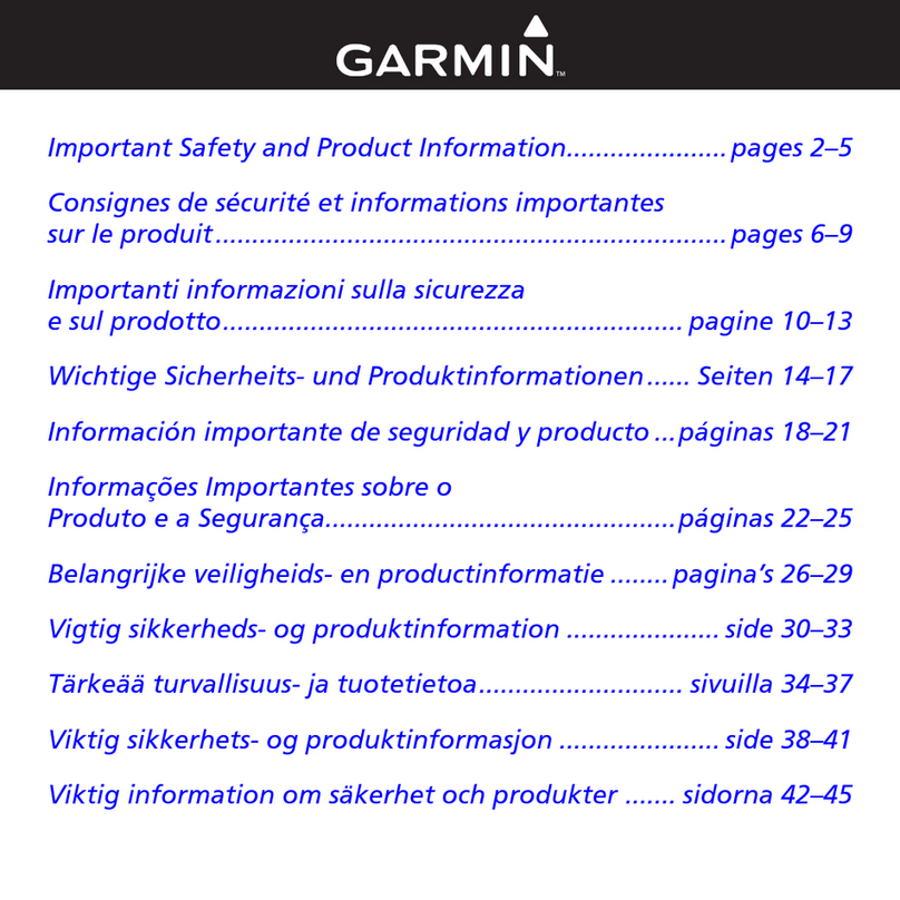 Garmin nuvi 360 Safety and product information
