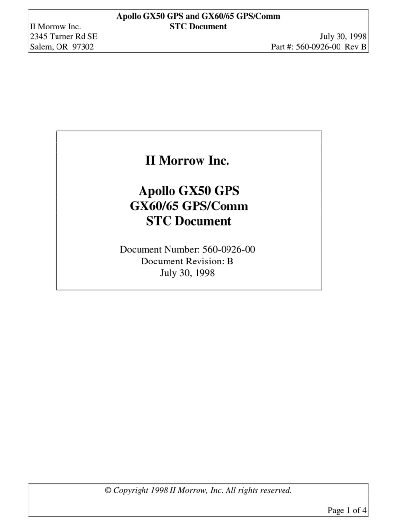 II Morrow Inc. Apollo GX 50 User manual II Morrow Inc. Apollo GX 50 User manual